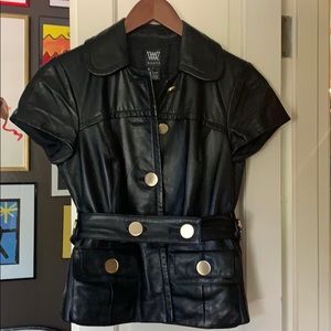 W by Worth black leather top